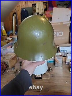 WW I or WWII GERMAN HELMET green leather