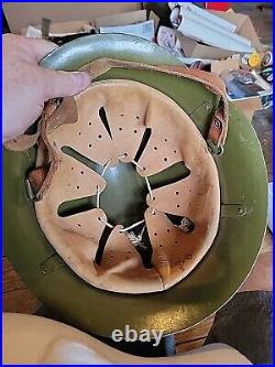 WW I or WWII GERMAN HELMET green leather