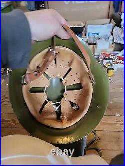 WW I or WWII GERMAN HELMET green leather