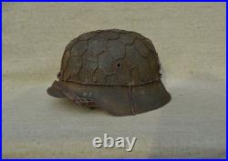 WW II WW2 German Helmet M42 ckl 66. Sawdust