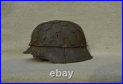 WW II WW2 German Helmet M42 ckl 66. Sawdust