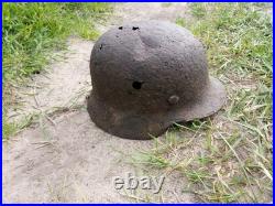 WW II WW2 Original German M40 helmet from the Kurland Pocket battlefield