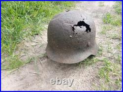 WW II WW2 Original German M40 helmet from the Kurland Pocket battlefield