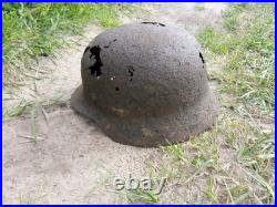 WW II WW2 Original German M40 helmet from the Kurland Pocket battlefield