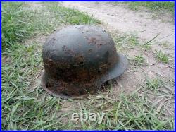 WW II WW2 Original German M42 helmet from the battlefield of Kurland Pocket