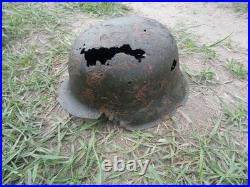 WW II WW2 Original German M42 helmet from the battlefield of Kurland Pocket