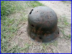WW II WW2 Original German M42 helmet from the battlefield of Kurland Pocket