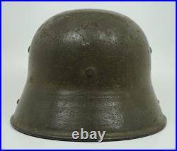 WW1 Imperial German Helmet M17 WW2 Army steel combat stahlhelm battle damaged WW1 Imperial German Helmet M17 WW2 Army steel combat stahlhelm battle damaged