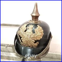 WW1 WW2 German Prussian Officer Leather Pickelhaube Helmet Halloween Helmet Gift