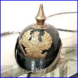 WW1 WW2 German Prussian Officer Leather Pickelhaube Helmet Halloween Helmet Gift