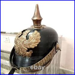 WW1 WW2 German Prussian Officer Leather Pickelhaube Helmet Halloween Helmet Gift