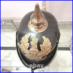 WW1 WW2 German Prussian Officer Leather Pickelhaube Helmet Halloween Helmet Gift