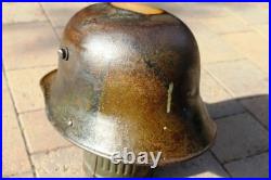 WW1 genuine German Helmet with Turtle camouflage used like a flower pot