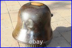 WW1 genuine German Helmet with Turtle camouflage used like a flower pot