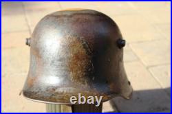WW1 genuine German Helmet with Turtle camouflage used like a flower pot