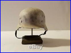WW2 GERMAN HELMET M40 SIZE Q62 withLiner and Chin Strap Snow Camo
