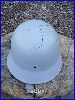 WW2 GERMAN M40 HELMET SHELL EXCAVATED with ORIG BLAST DAMAGE, SANDBLASTED & PRIMED