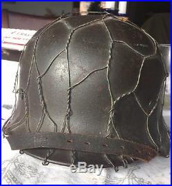 WW2 GERMAN M40 Luft CAMO Wire Original Helmet WW2