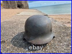 WW2 German Army M42 Helmet big 66 size, very good condition, from Normandy Trip WW2 German Army M42 Helmet big 66 size, very good condition, from Normandy Trip