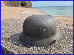 WW2 German Army M42 Helmet big 66 size, very good condition, from Normandy Trip WW2 German Army M42 Helmet big 66 size, very good condition, from Normandy Trip