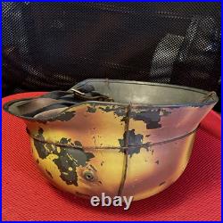 WW2 German Camo with wire Helmet Liner and Chin Strap Named M38 size 68 repro