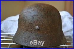 WW2 German Helmet M40 ET64 Camo with signature Stahlhelm Original Relic