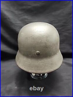 WW2 German Helmet M40 Named LAMPE SE66. LEATHER liner No Chinstrap