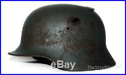 WW2 German Helmet M40 Size 64 with Dog Tag & Gas Mask Canister. World War II