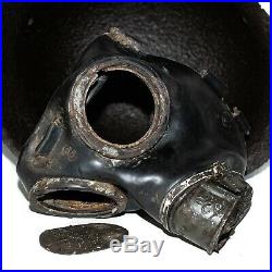 WW2 German Helmet M42 size 64 with Mask + Dog Tag. World War II Relic