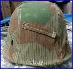 WW2 German Helmet Restored M40 With Camouflage Cover