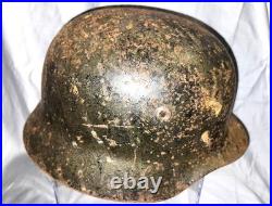 WW2 German Helmet army tri-color camo paint M35 combat Original Used Condition