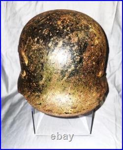 WW2 German Helmet army tri-color camo paint M35 combat Original Used Condition