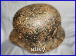 WW2 German Helmet army tri-color camo paint M35 combat Original Used Condition
