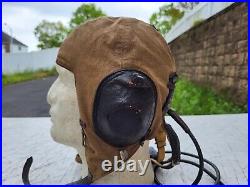 WW2 German LKpS101 Cloth Flight Helmet with Receivers & Throat Mic Size Medium