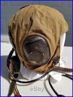 WW2 German Luftwaffe Summer Cloth Flight Helmet Size 67 LKp S 101 MFG Hersteller