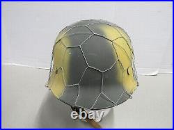 WW2 German M35 Camo Helmet with Chicken Wire M1935 Reproduction