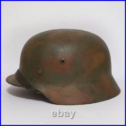 WW2 German M35 camo helmet complete with liner and chinstrap extra large size