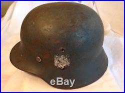 WW2 German M35 single decal helmet, shell size 62, bad liner, no chinstrap