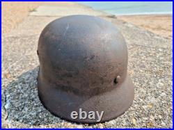 WW2 German M40 Helmet with liner, a lot of paint, Normandy trip WW2 German M40 Helmet with liner, a lot of paint, Normandy trip
