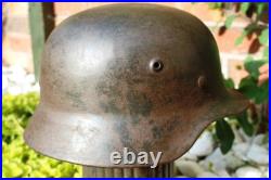 WW2 German M40 Helmet with liner, a lot of paint, Normandy trip WW2 German M40 Helmet with liner, a lot of paint, Normandy trip