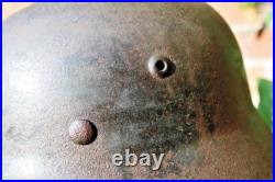 WW2 German M40 Helmet with liner, a lot of paint, Normandy trip WW2 German M40 Helmet with liner, a lot of paint, Normandy trip