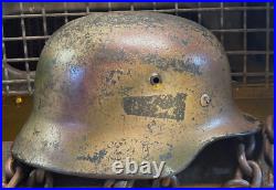 WW2 German M40 Steel Helmet (Stahlhelm) SE64 Genuine 3 Color'Normandy' Camo WW2 German M40 Steel Helmet (Stahlhelm) SE64 Genuine 3 Color'Normandy' Camo