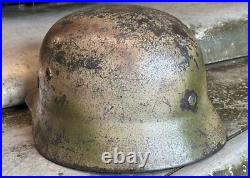 WW2 German M40 Steel Helmet (Stahlhelm) SE64 Genuine 3 Color'Normandy' Camo WW2 German M40 Steel Helmet (Stahlhelm) SE64 Genuine 3 Color'Normandy' Camo