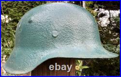 WW2 German M42 Helmet Shell, Size 68 Rebuilt/Plugged Holes, Repainted Wehrmacht