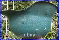 WW2 German M42 Helmet Shell, Size 68 Rebuilt/Plugged Holes, Repainted Wehrmacht