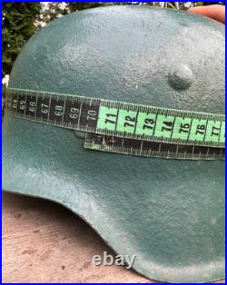 WW2 German M42 Helmet Shell, Size 68 Rebuilt/Plugged Holes, Repainted Wehrmacht