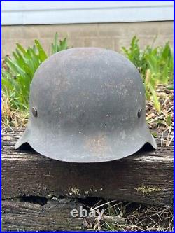 WW2 German M42 No Decal Helmet Original NAMED