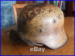 WW2 German M42 Wehrmacht Helmet Mediterranean Camo Brilliant Untouched