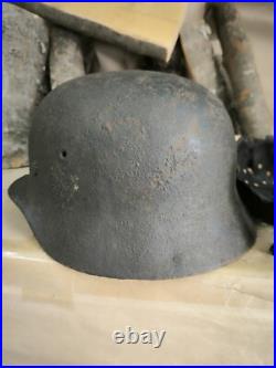 WW2 German Original M40 helmet size 64 original paint Free Shipping WW2 German Original M40 helmet size 64 original paint Free Shipping