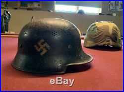 WW2 German Police First Issue Helmet With 2 Decals With Liner DRP Thale Stamped